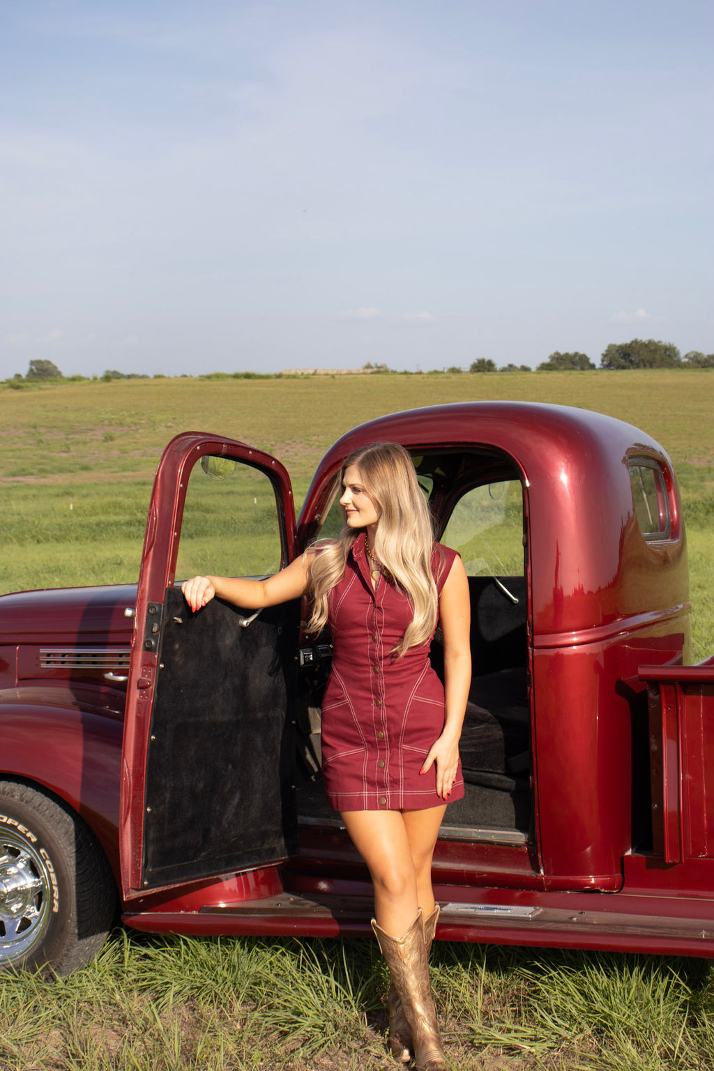 Willow Maroon Stitched Dress