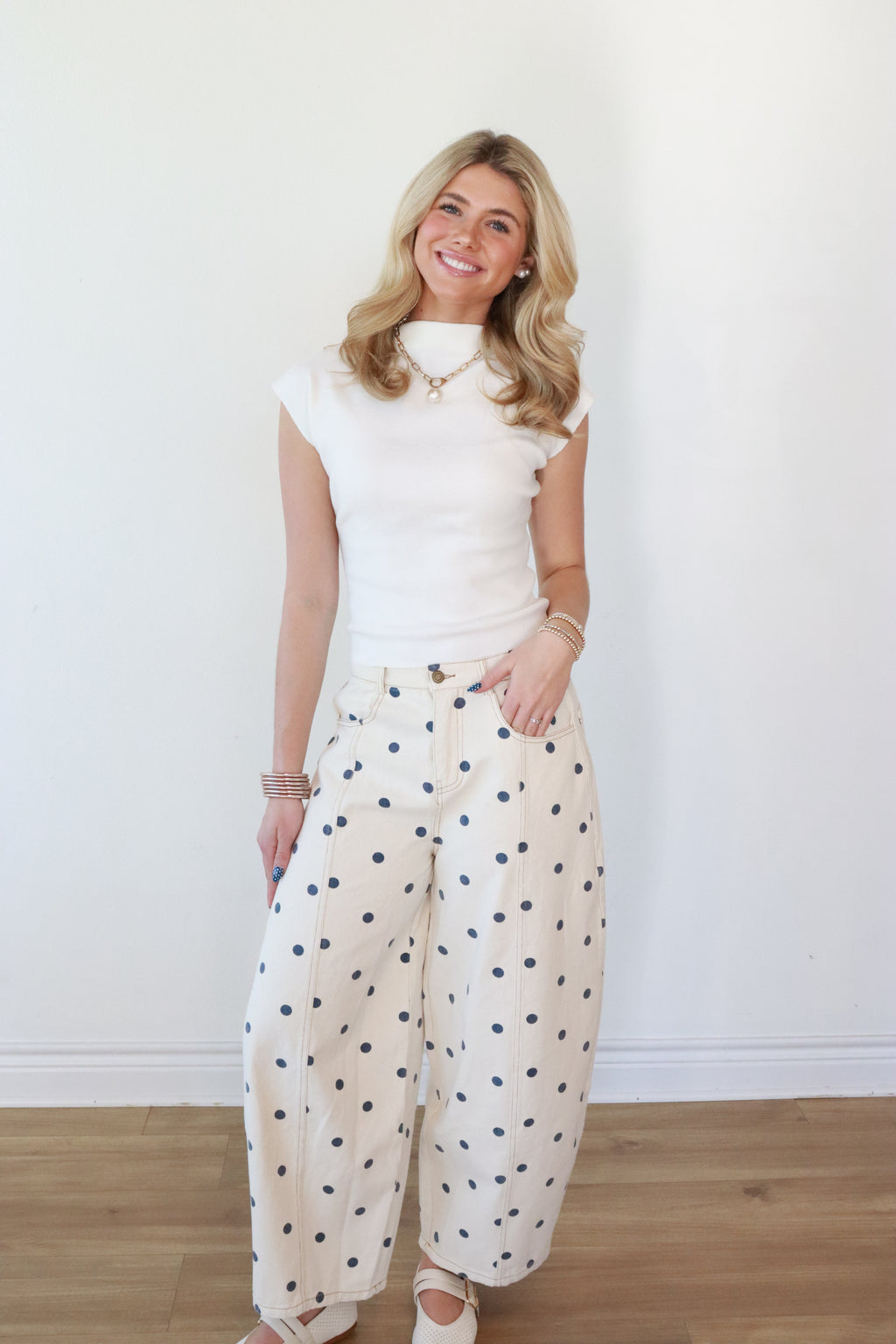 Cove Polka Dot Barrel Jeans