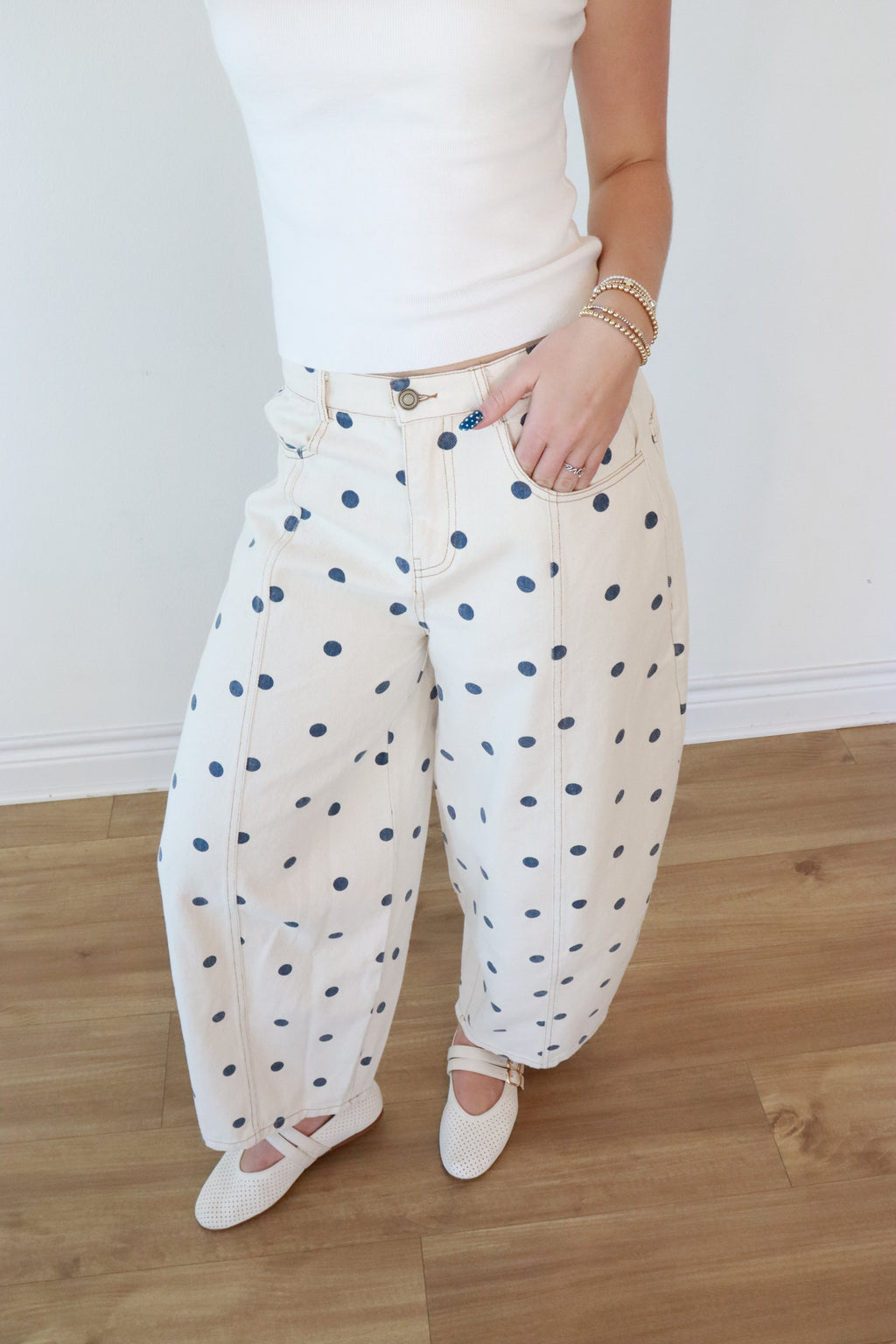 Cove Polka Dot Barrel Jeans