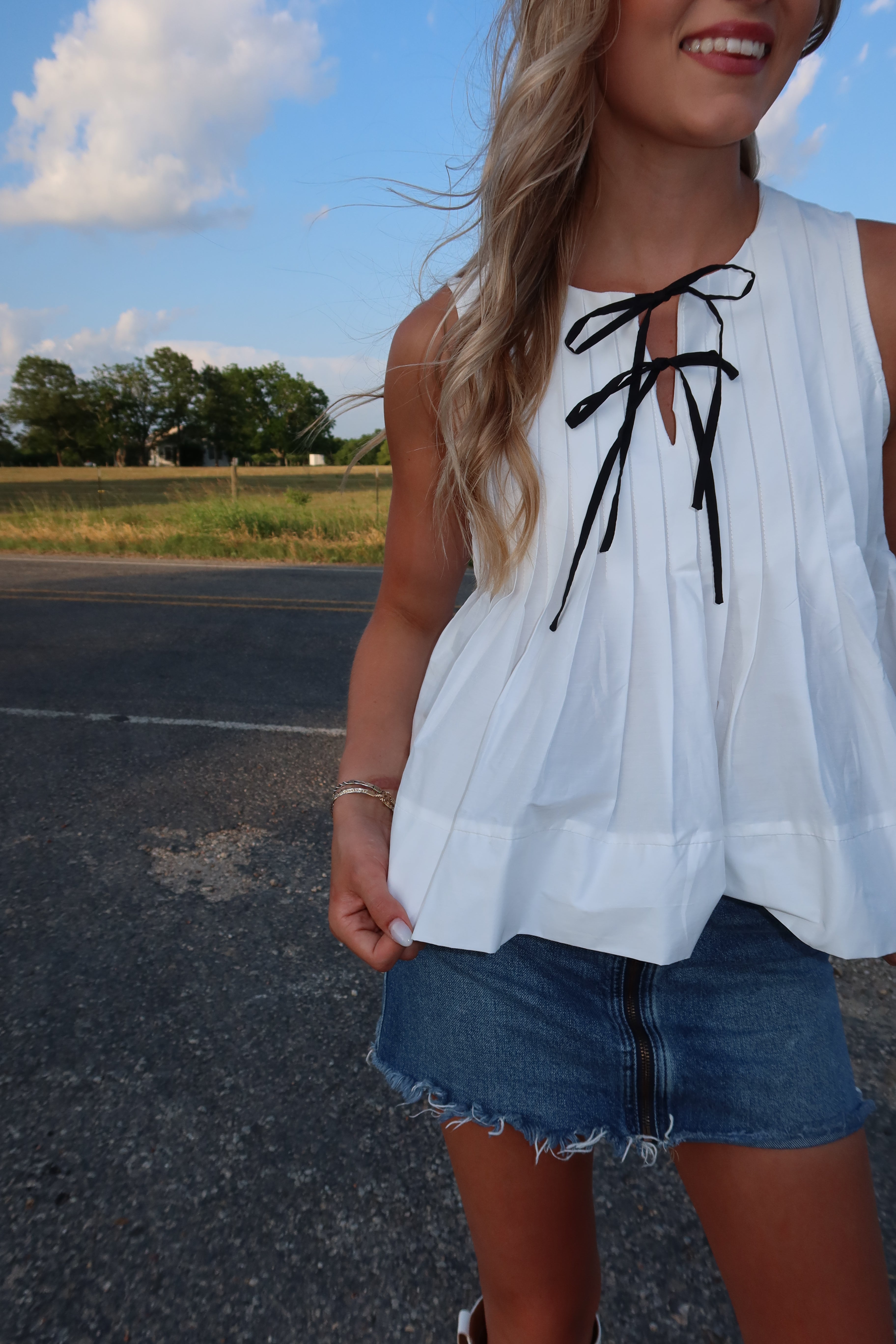Pleated Pearl Top