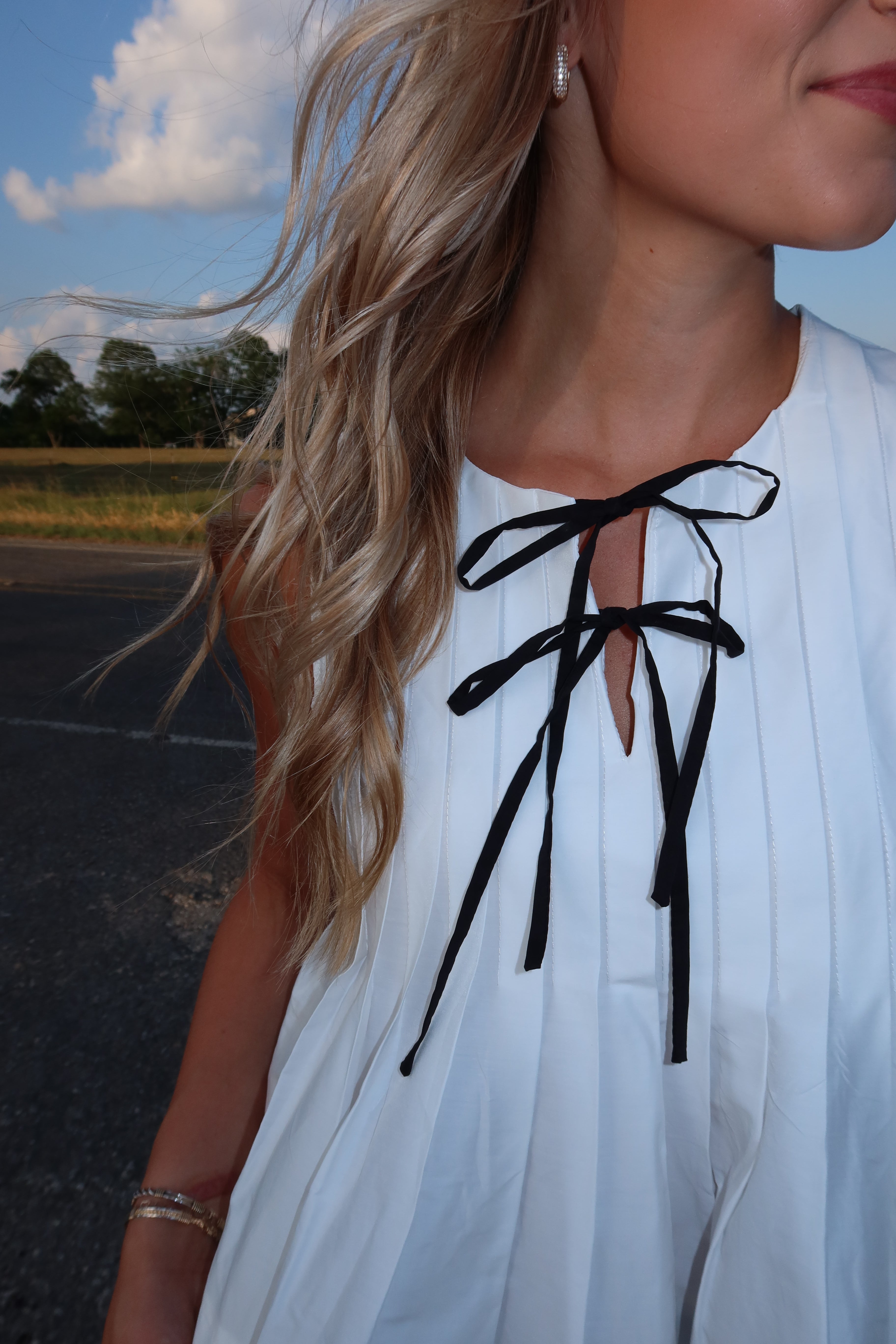 Pleated Pearl Top