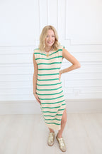 Lulu Green Striped Midi Dress