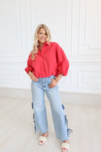Willa Red Button Down Top