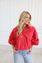 Willa Red Button Down Top