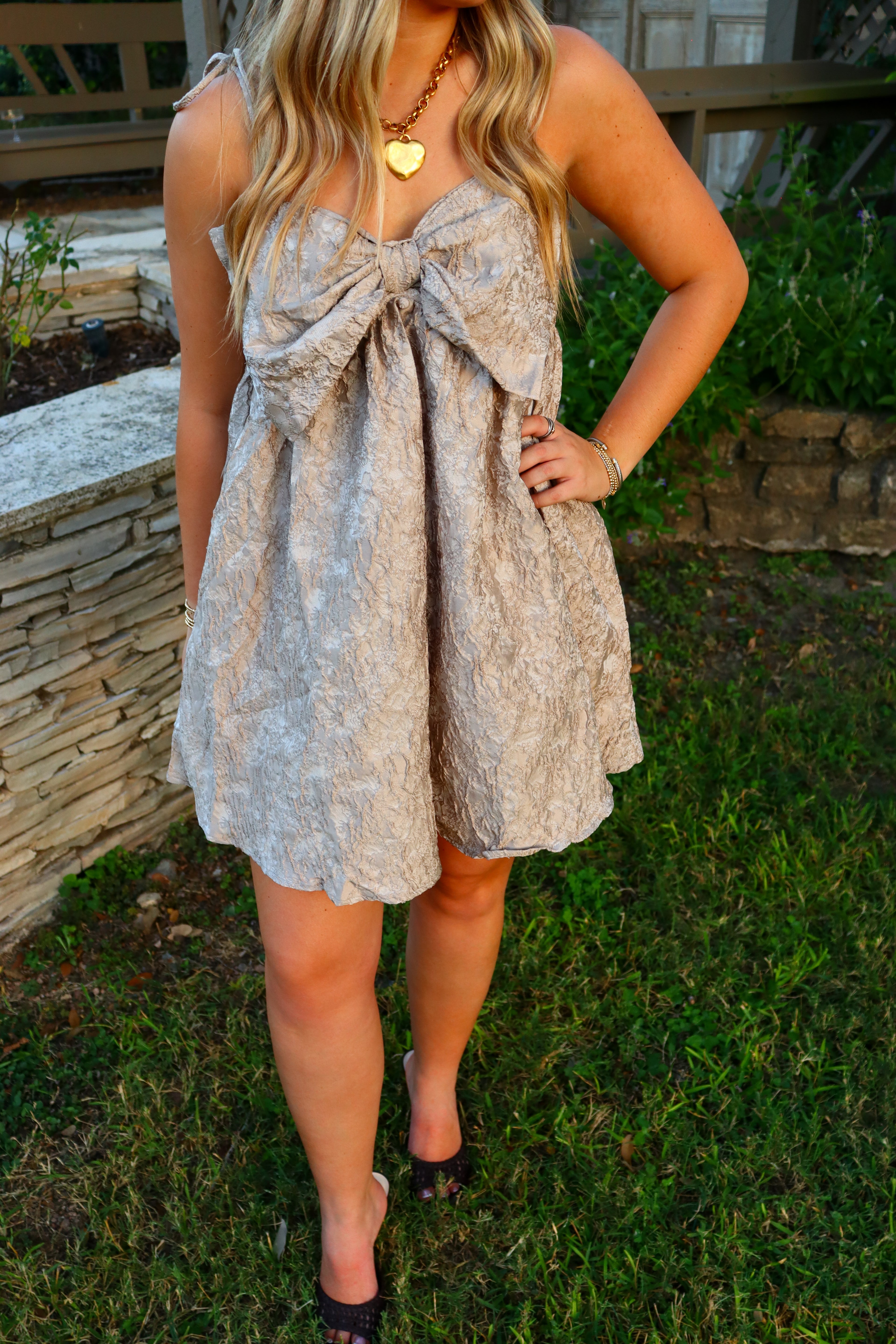 Shimmer Bow Mini Dress