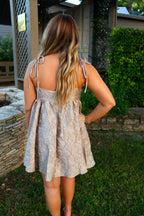Shimmer Bow Mini Dress