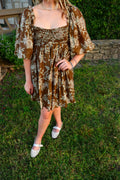 Brown Flora Mini Dress