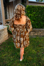 Brown Flora Mini Dress