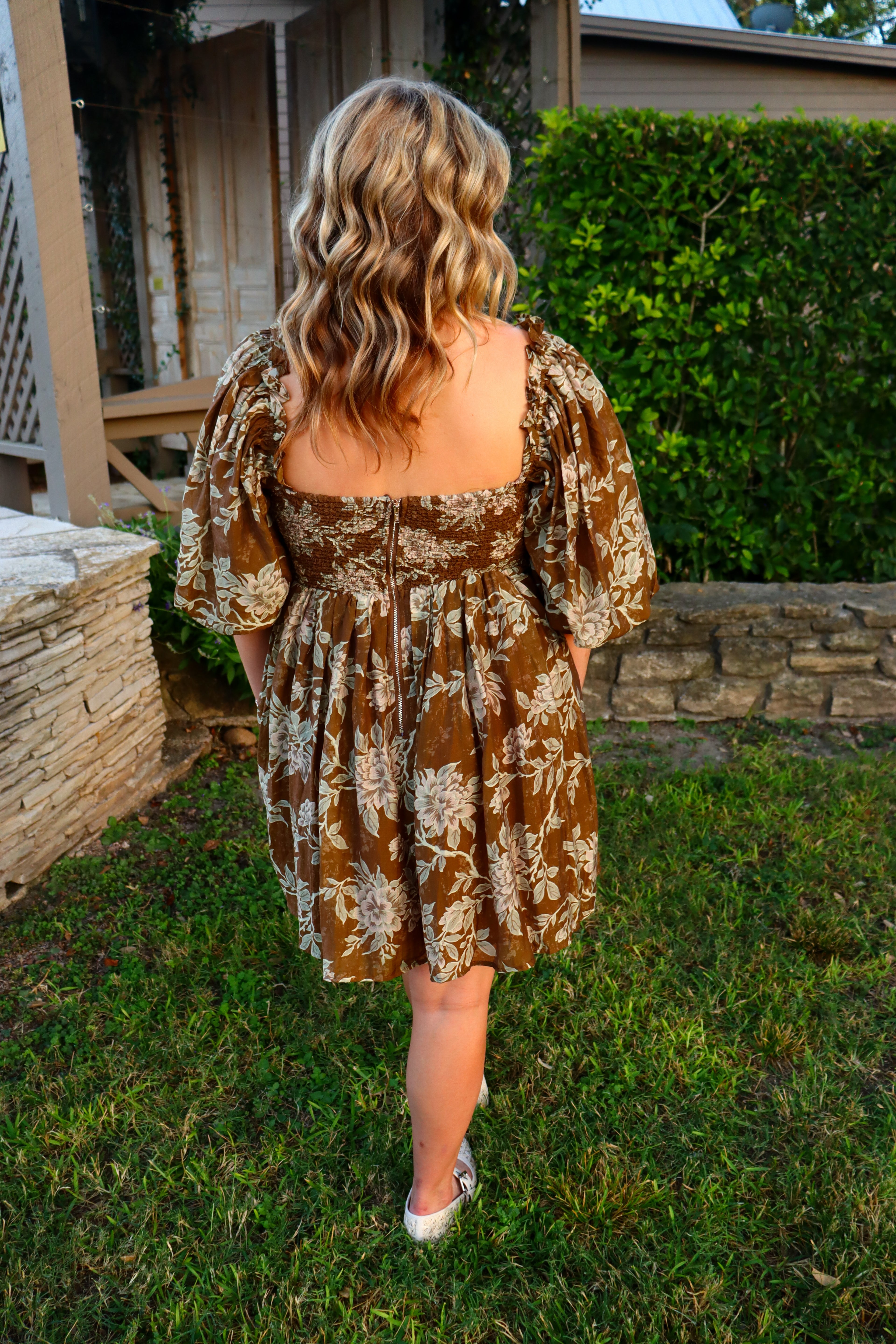 Brown Flora Mini Dress