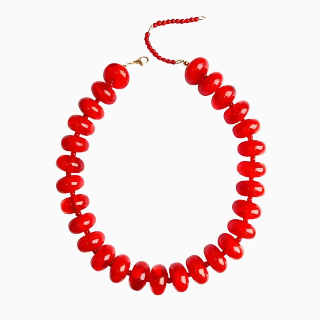 Chunky Beaded Necklace- Red