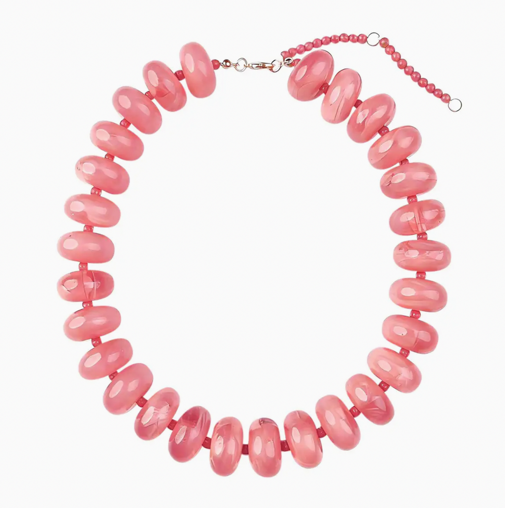 Chunky Beaded Necklace- Light Pink