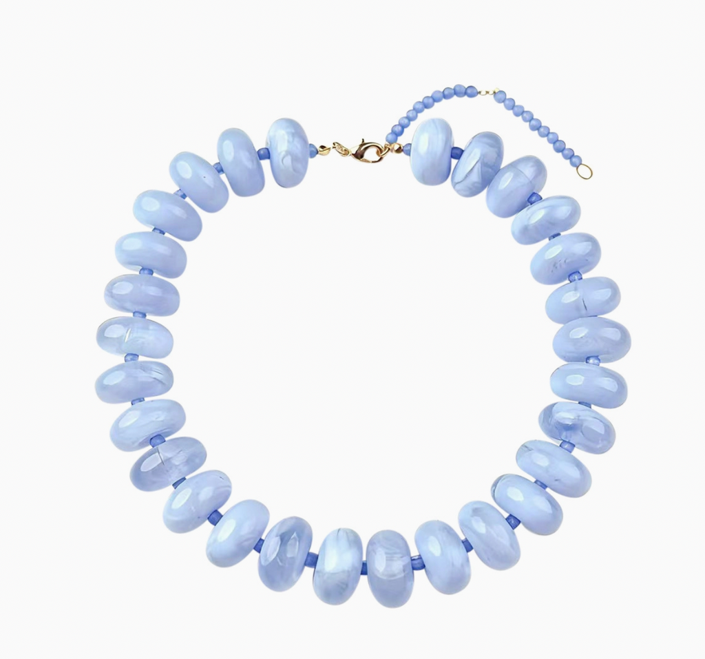 Chunky Beaded Necklace- Light Blue