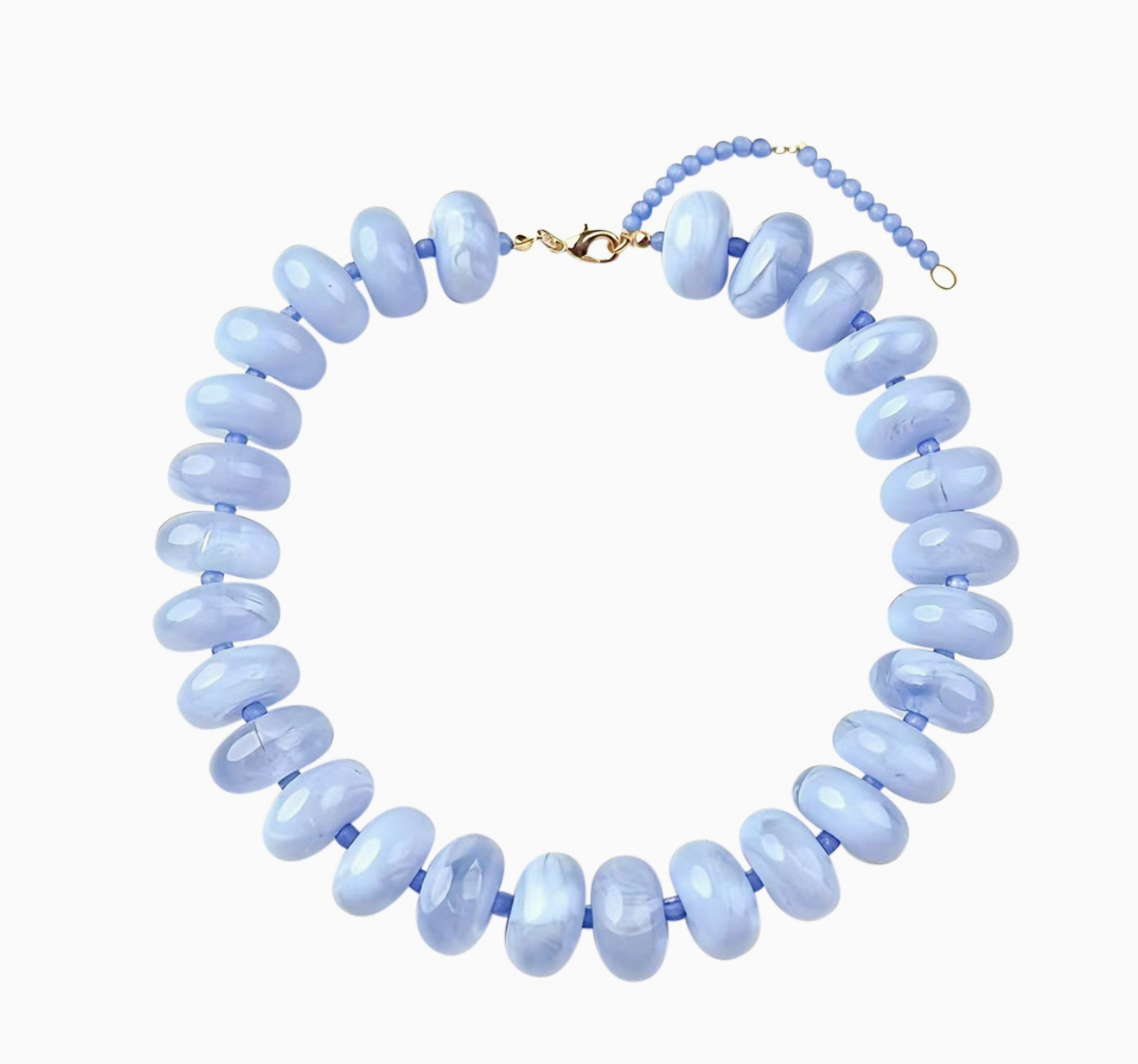 Chunky Beaded Necklace- Light Blue