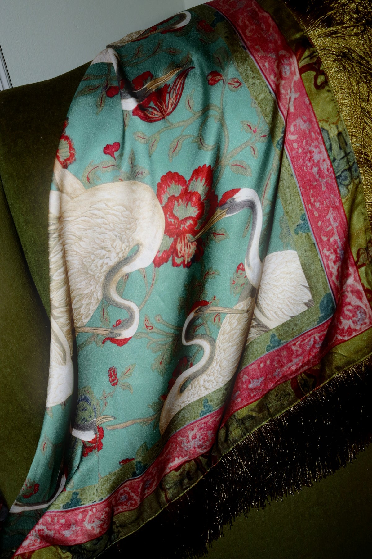 Crane Fringe Scarf