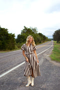 Cosie Brown Striped Maxi Dress