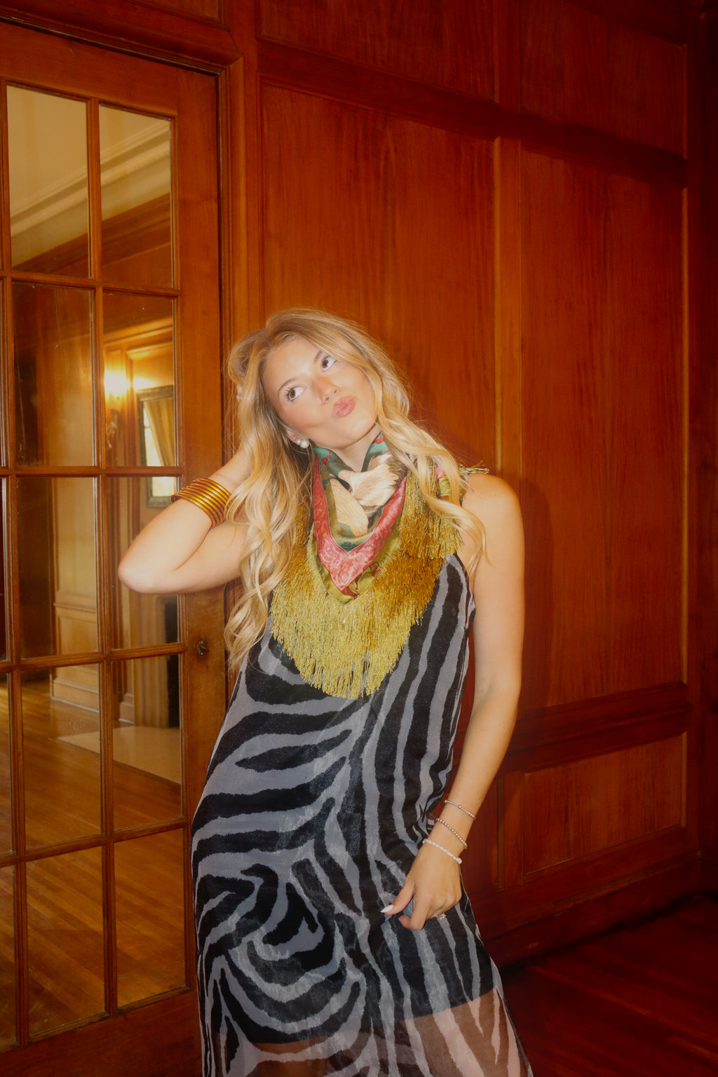 Crane Fringe Scarf